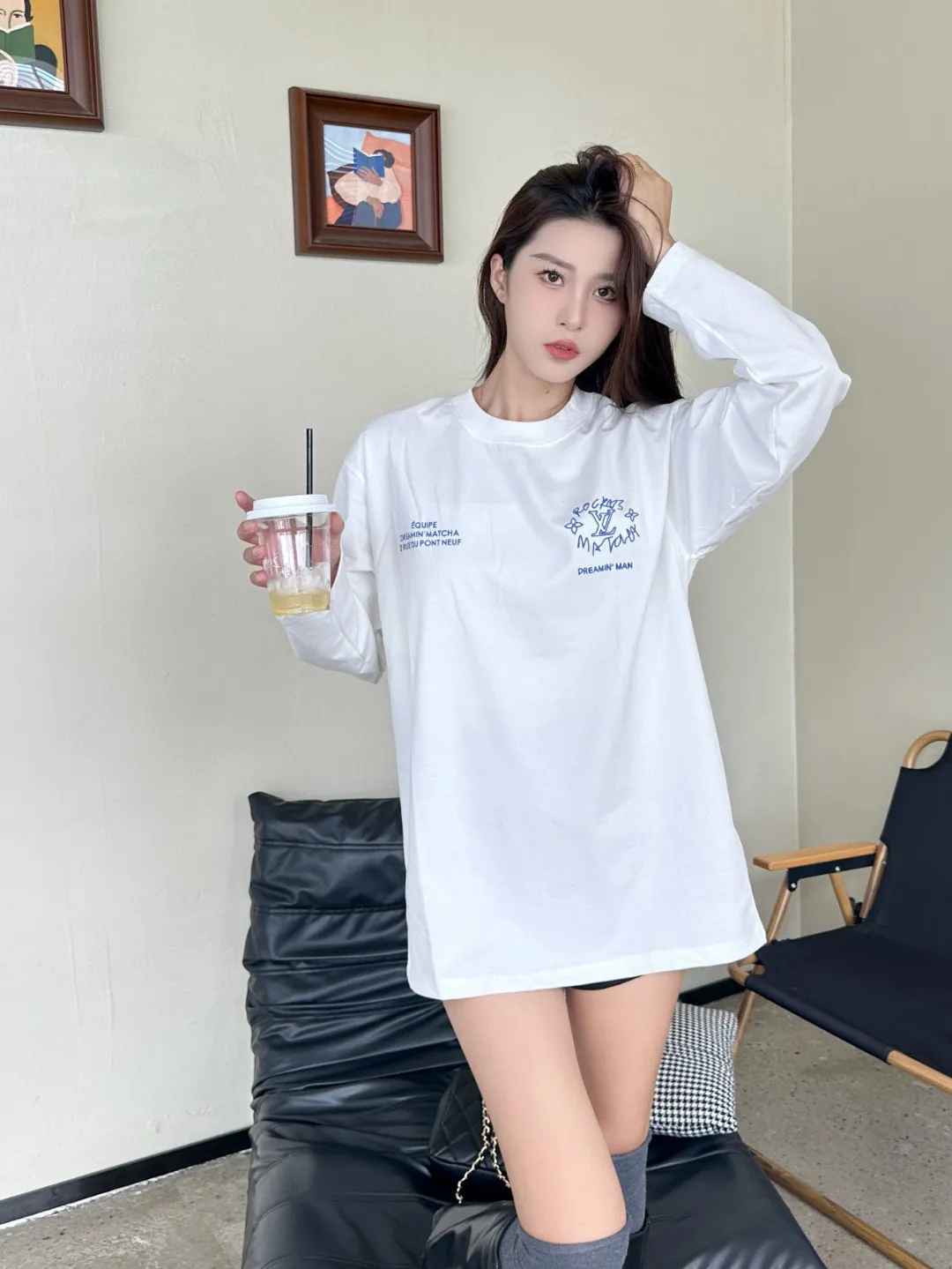 Louis Vuitton/Louis Vuitton 25Fw Dreamer graffiti slogan new flower long-sleeved T-shirt